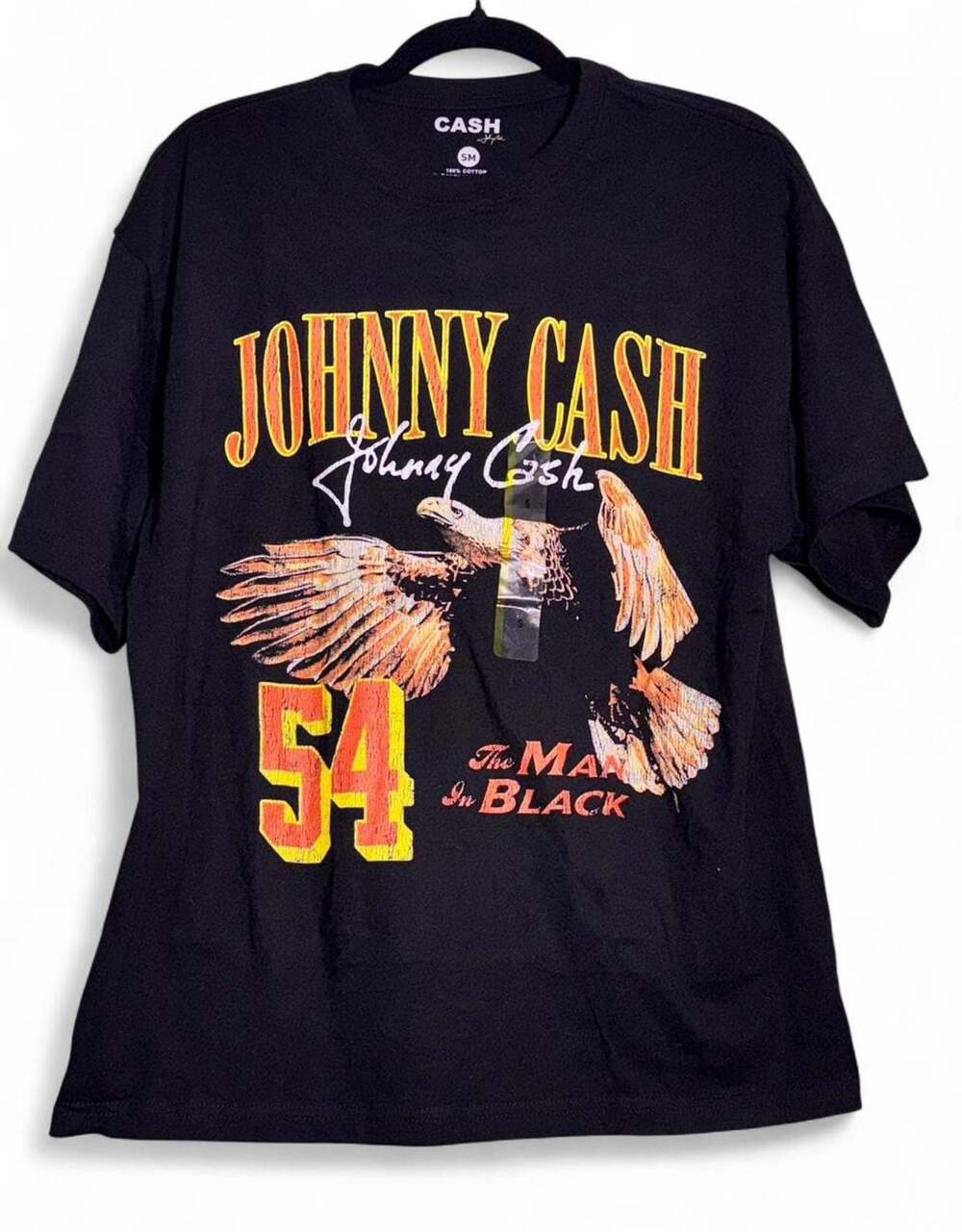 Johnny Cash The Man in Black Ring of Fire Eagle Graphic T-Shirt Size Small